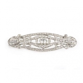Art Deco Diamond Brooch In Platinum c.1920
